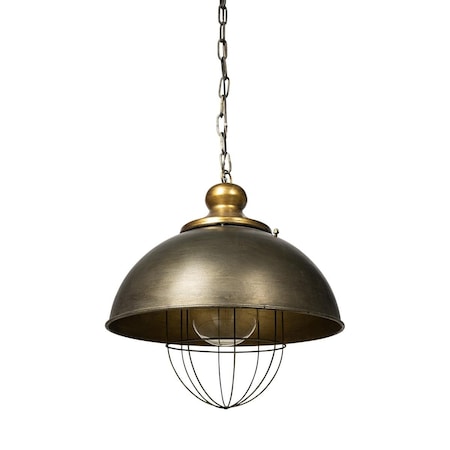 Homeroots 17 x 16.25 x 16.25 in. Rustic Gold Ton Metal Dome Hanging Light 392836